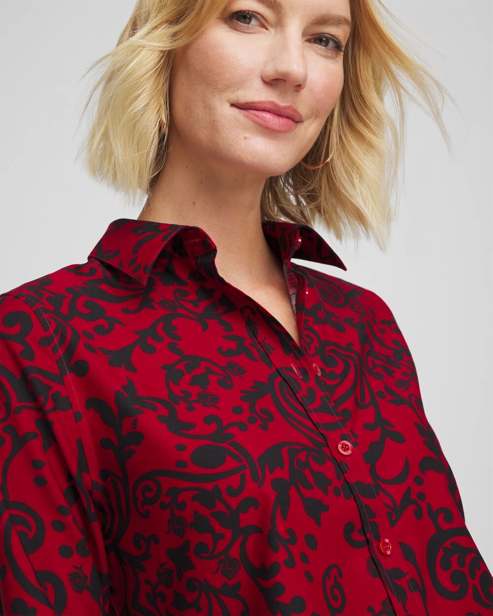 Carmine Red No Iron™ Vinstra Scrolls Shirt