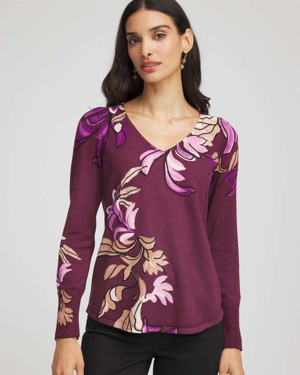 Deep Chianti Ella V-Neck Artisanal Pullover Sweater