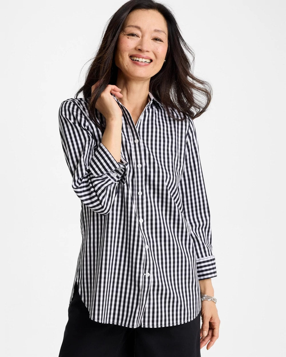 Black No Iron™ Stretch Gingham Shirt