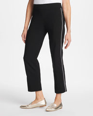 Black Brigitte™ Piped Straight Cropped Pants