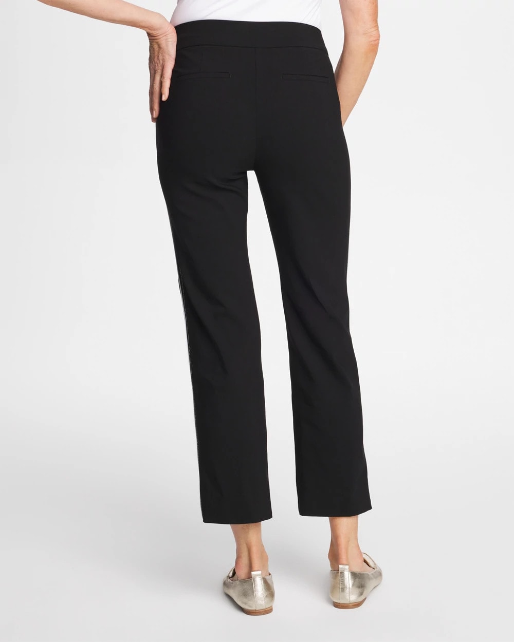 Black Brigitte™ Piped Straight Cropped Pants