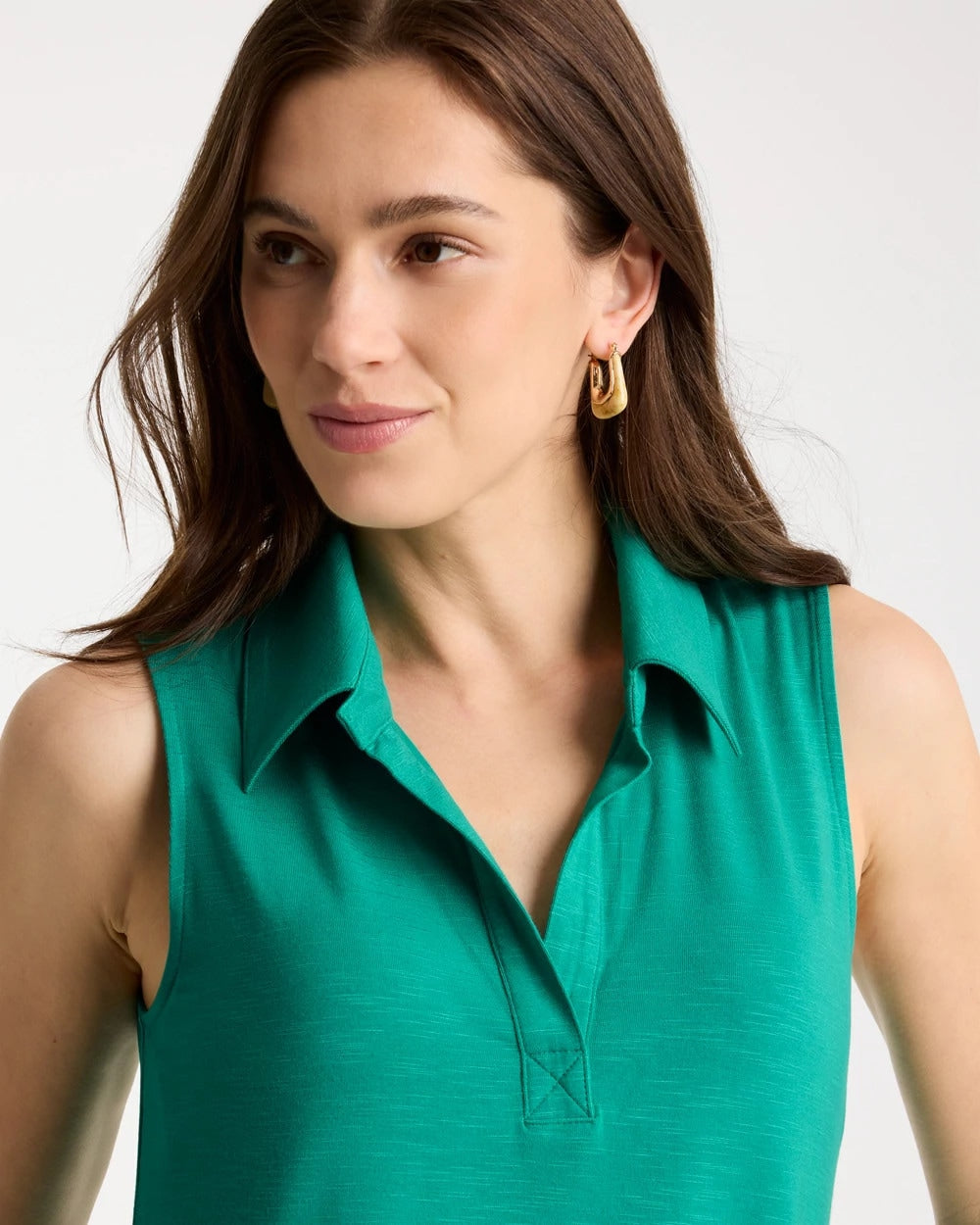 Topanga Green Collared Tunic Tank