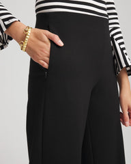 Black Juliet Slim Wide-Leg Cropped Pants