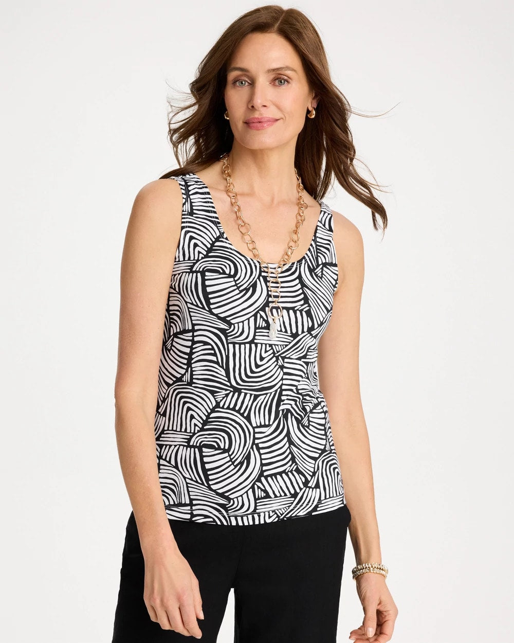Black Printed Microfiber Tank