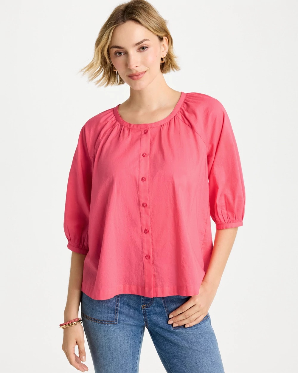 Calypso Coral Cotton Voile Blouse