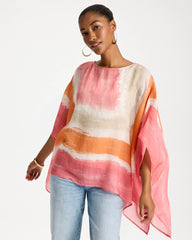 Coral Printed Poncho