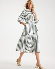 Alabaster Striped Cotton-Gauze Shirtdress