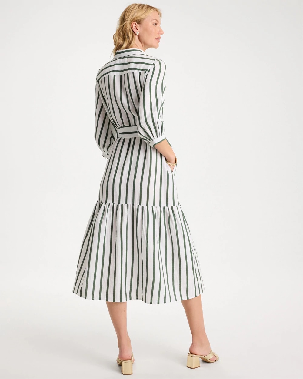 Alabaster Striped Cotton-Gauze Shirtdress