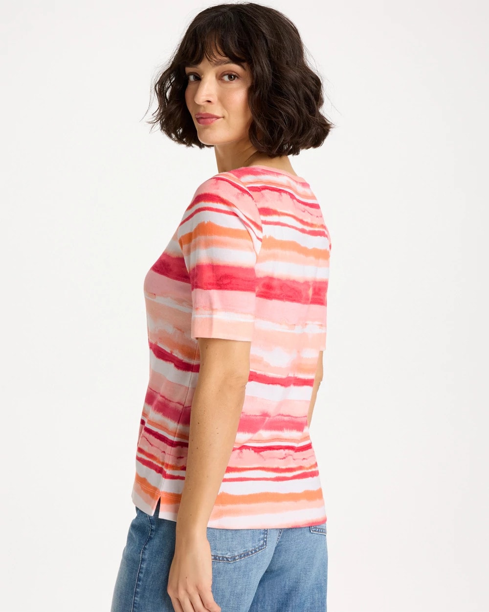 Calypso Coral Grotto Mist Pima Elbow Sleeve Tee
