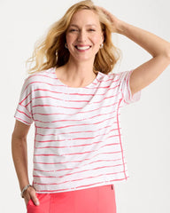 Calypso Coral Zenergy® UPF Striped Dolman Tee