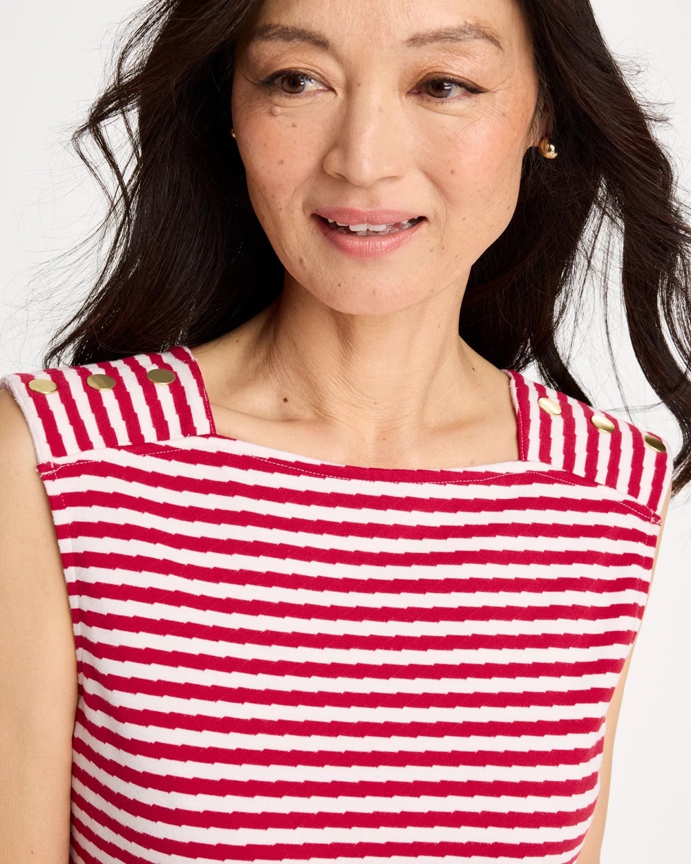 Cherry Lush Cotton Striped Button Tee