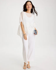 Alabaster Crochet Lace Hem Poncho