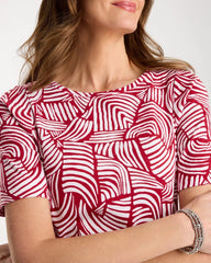 Cherry Lush Geo Pima Elbow Sleeve Tee