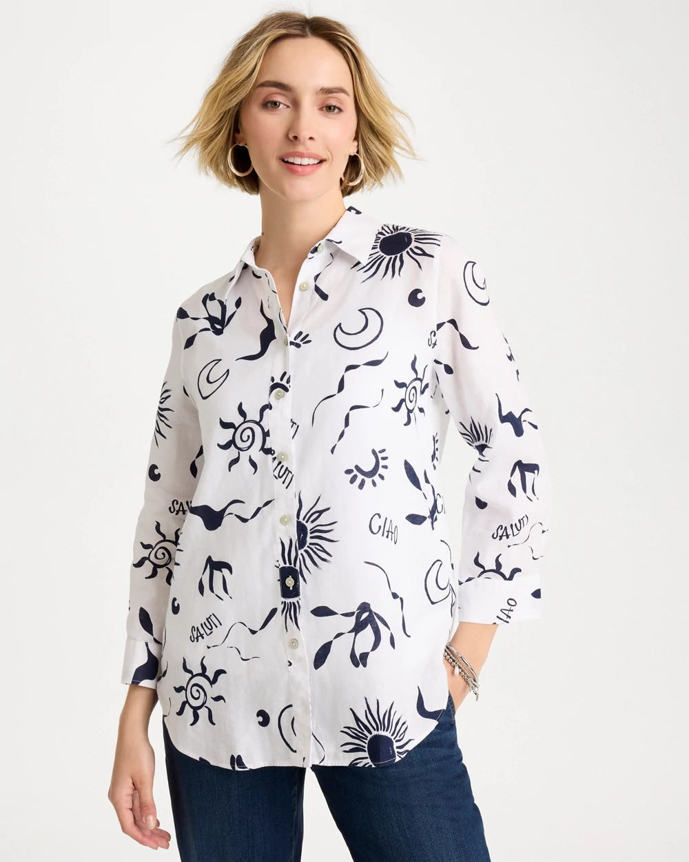 Passport Blue No Iron™ Linen Beach Shirt
