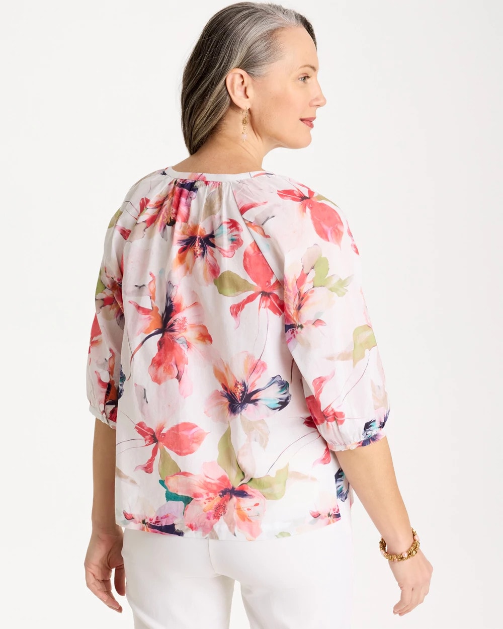 Calypso Coral Cotton Voile Croix Collage Blouse