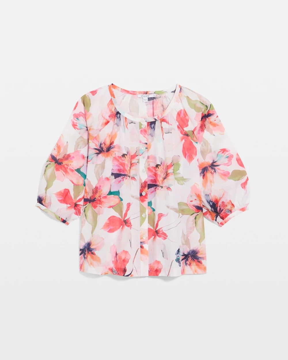 Calypso Coral Cotton Voile Croix Collage Blouse