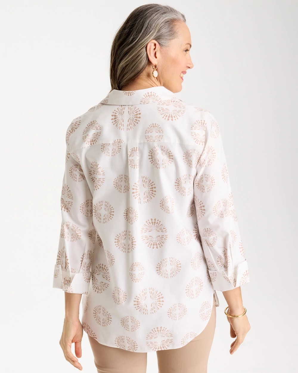 Optic White No Iron™ Stretch Stamped Shirt