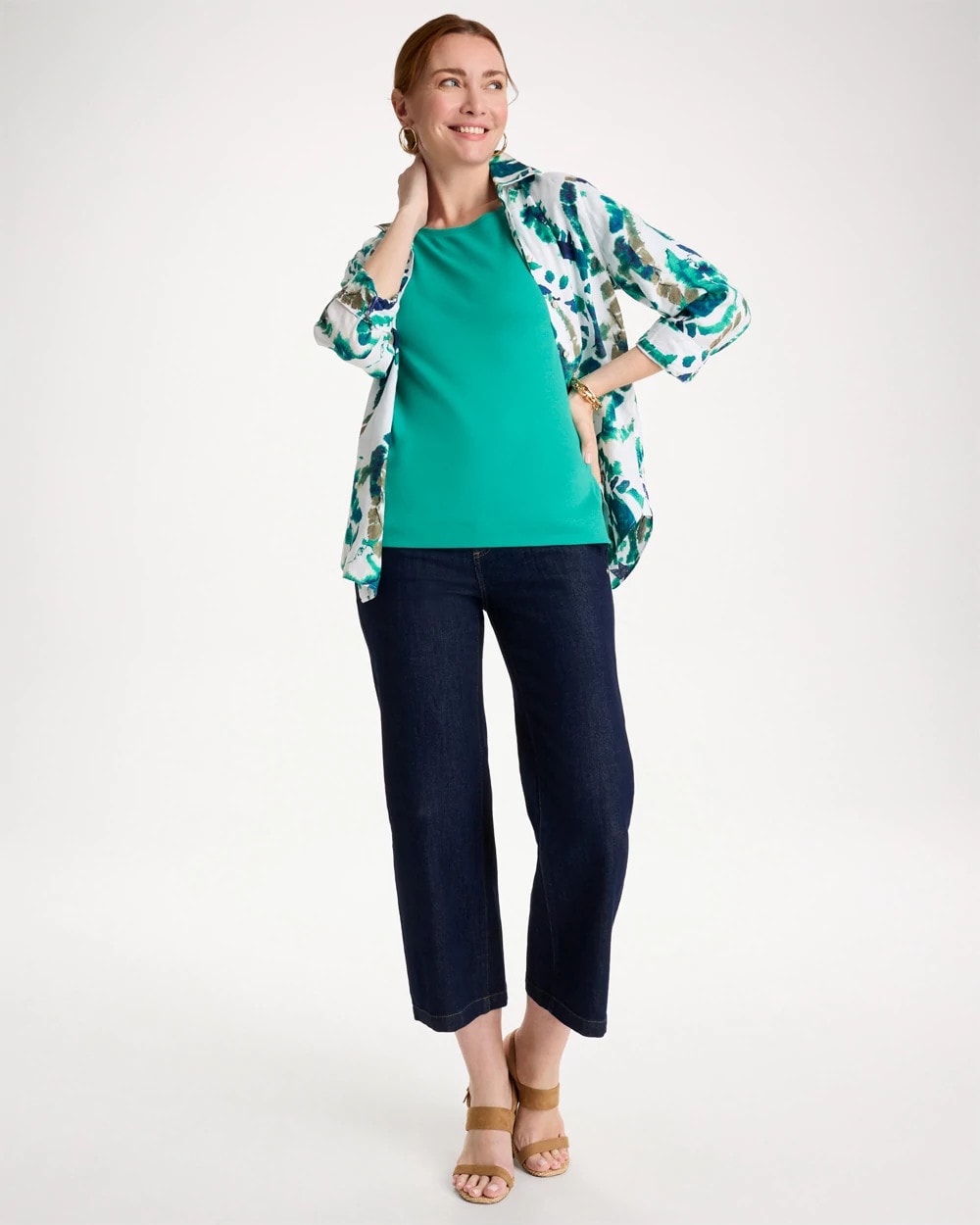 Topanga Green Pima Elbow Sleeve Tee