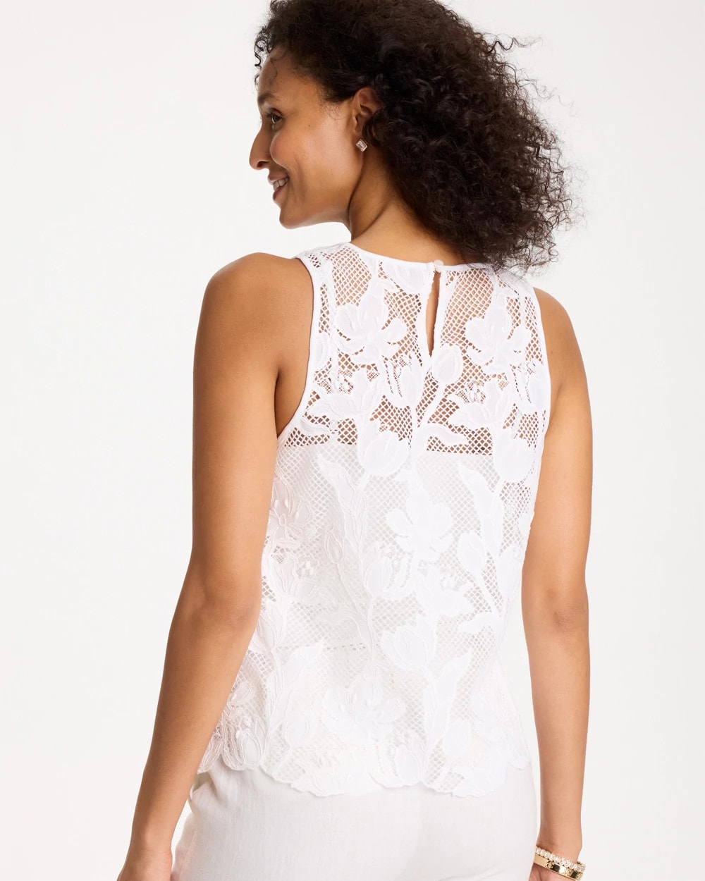 Alabaster Petal Lace Applique Tank
