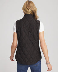 Black Rib Trim Quilted Vest