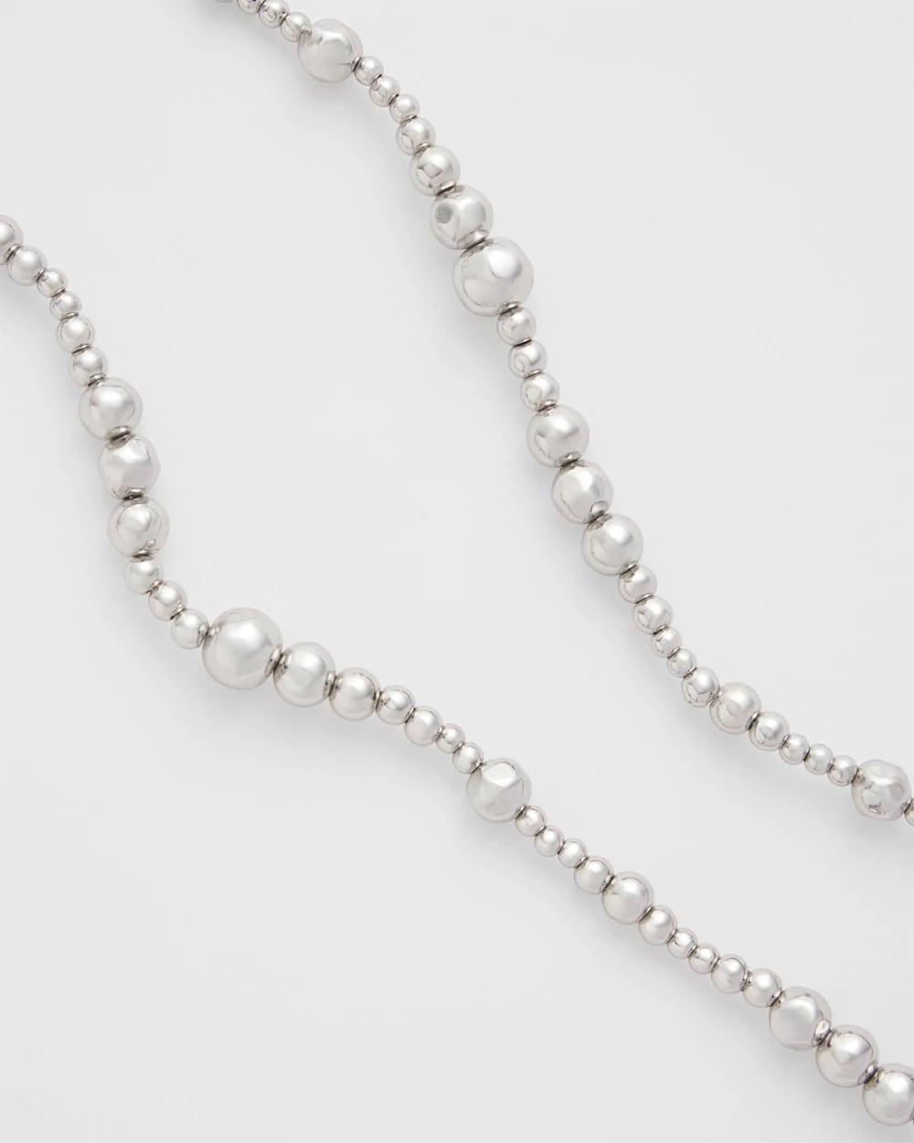 Silver Silvertone Long Beaded Necklace
