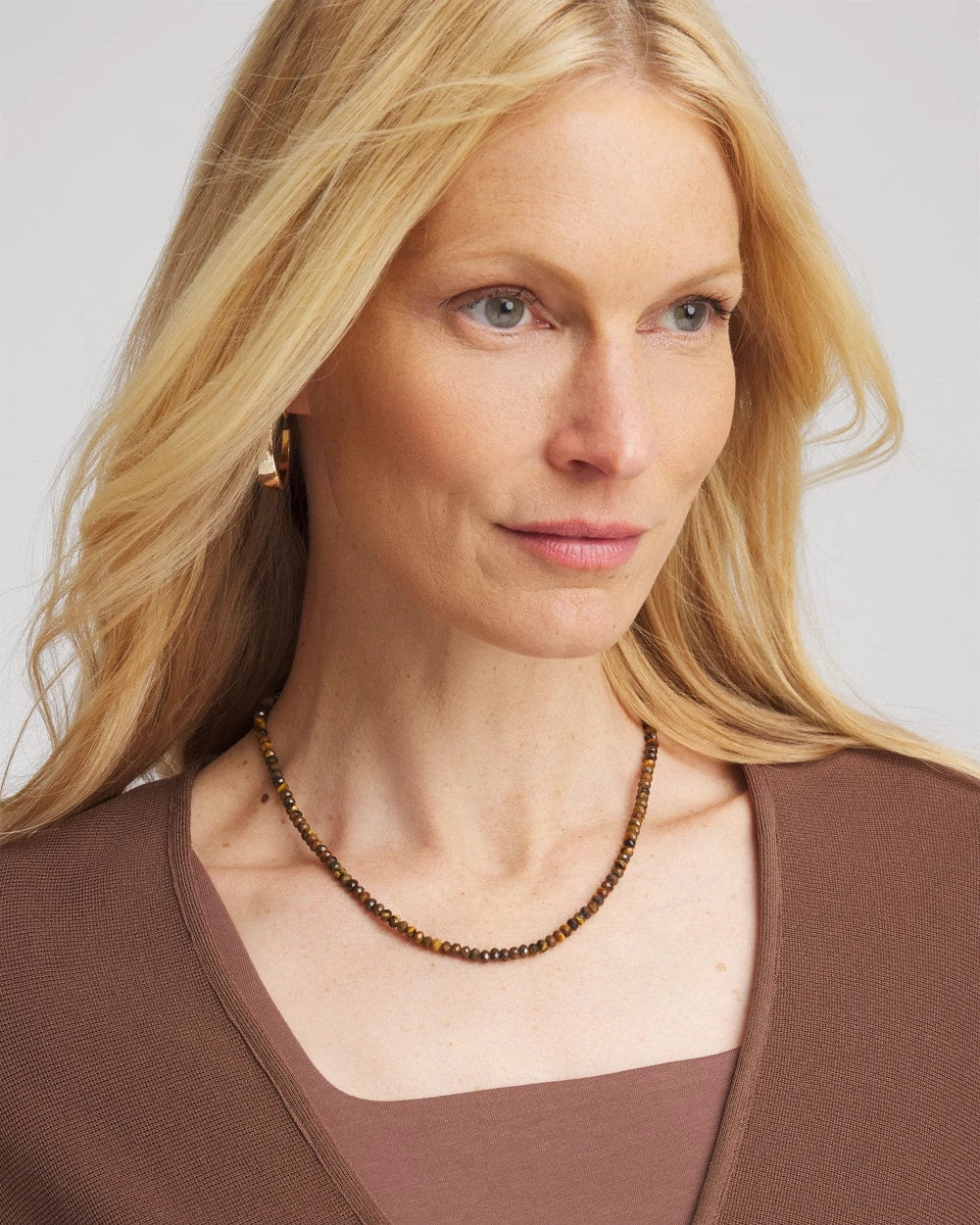 Neutral Genuine Tiger's Eye Stone Necklace