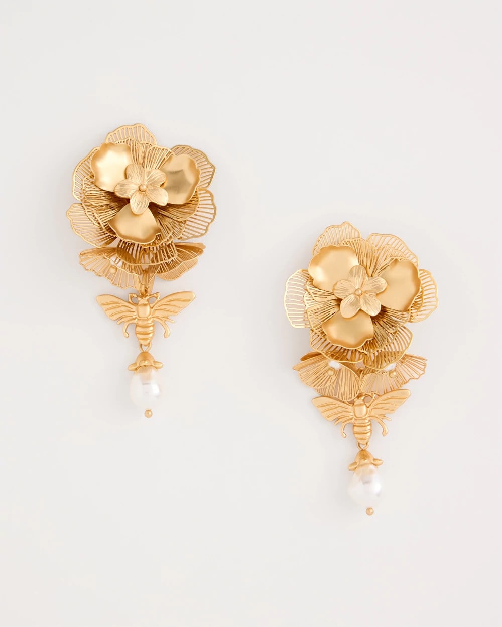 Gold Filigree Flower Earrings