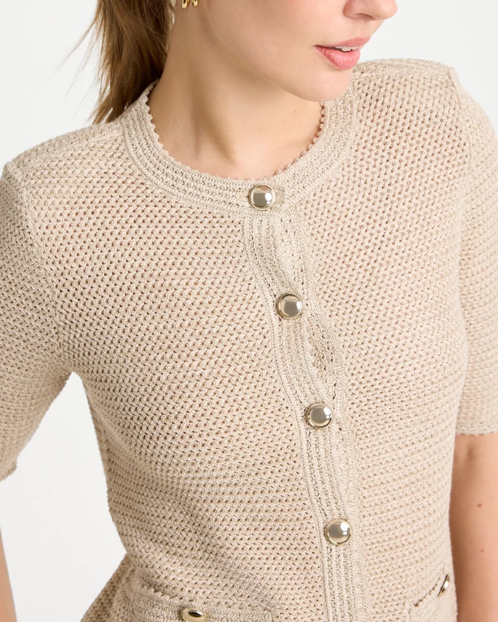 Gold Metallic Lady Jacket Cardigan
