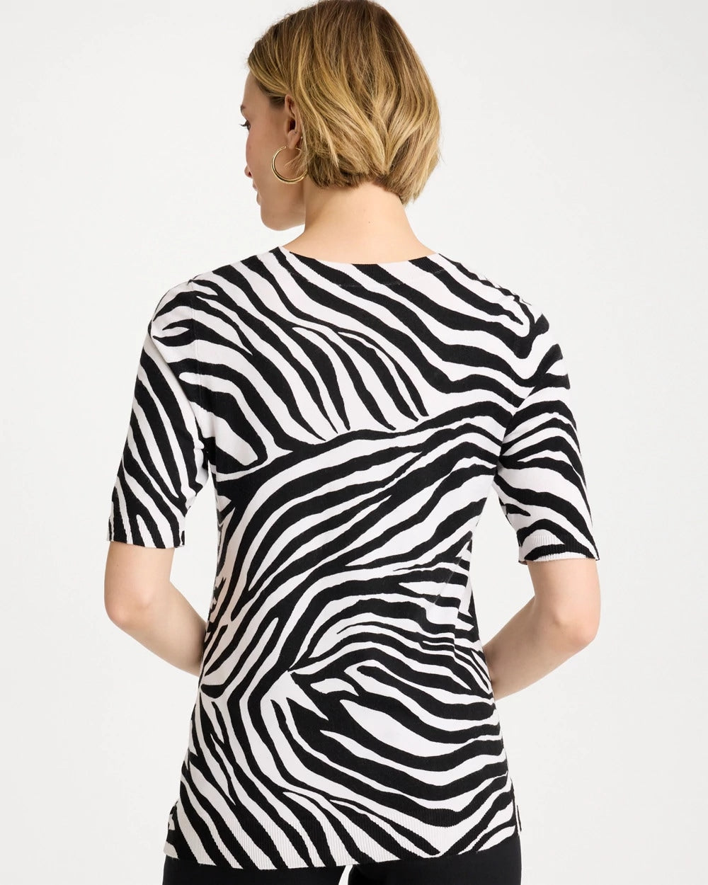 Black Ella Zebra Crewneck Pullover Sweater
