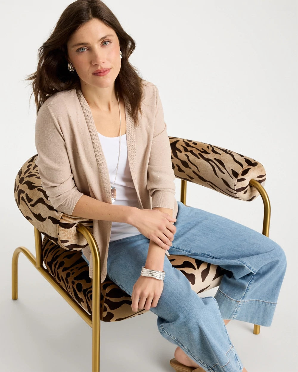 Smokey Taupe Sequined Summer Romance Cardigan