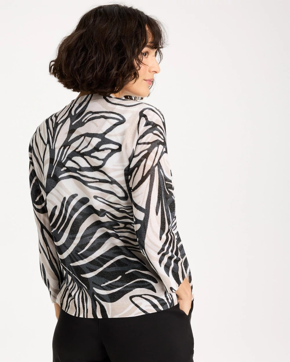 Black Vacay Leaf Summer Romance Cardigan