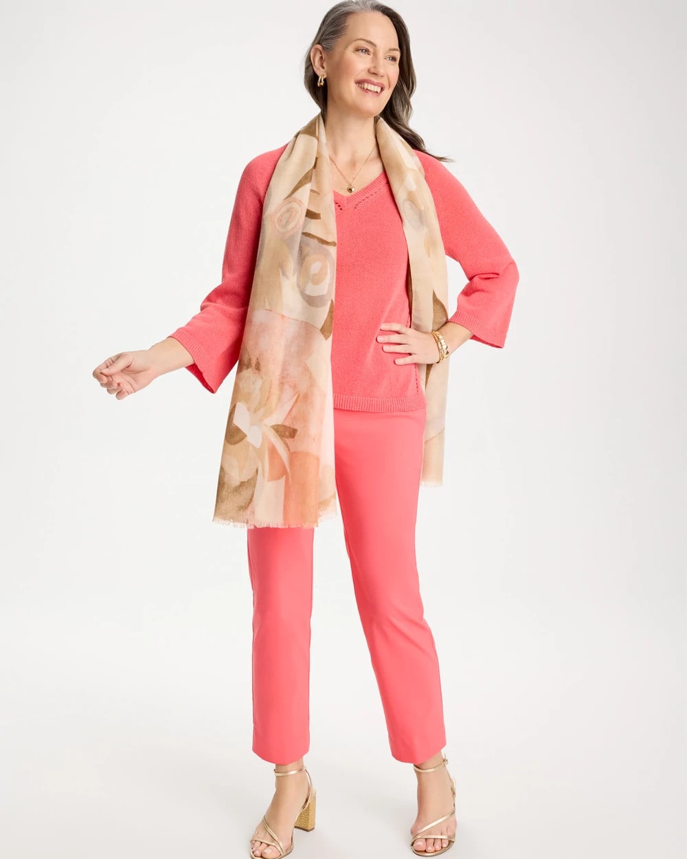 Calypso Coral Cotton-Blend Pullover Sweater