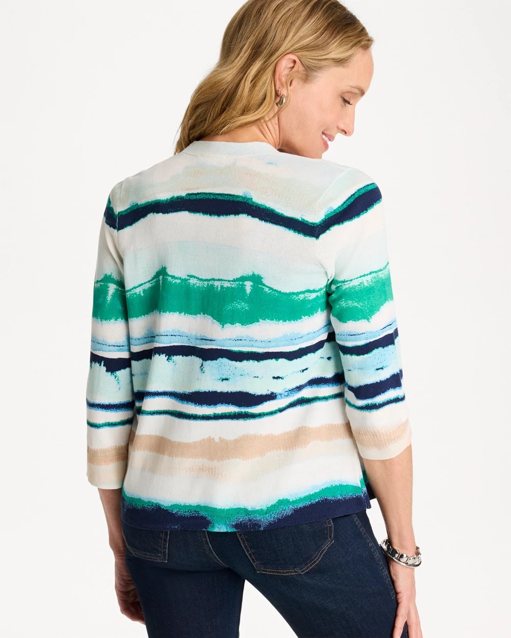 Green Clover Grotto Striped Summer Romance Cardigan