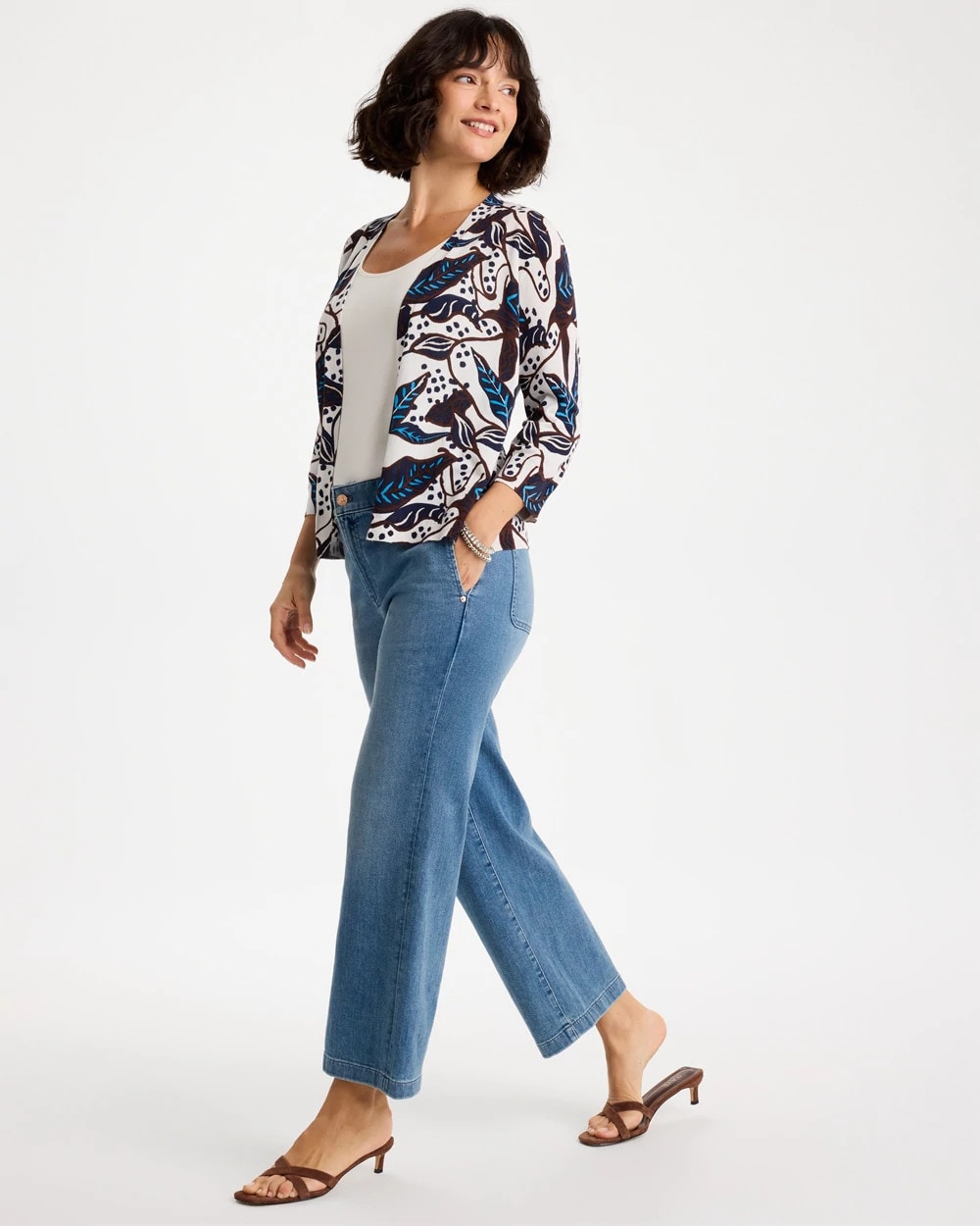 Deep Brown Printed Summer Romance Cardigan