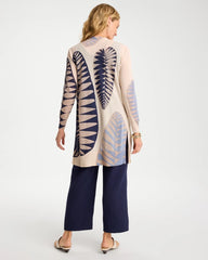Ecru Long Leaf Print Summer Romance Cardigan