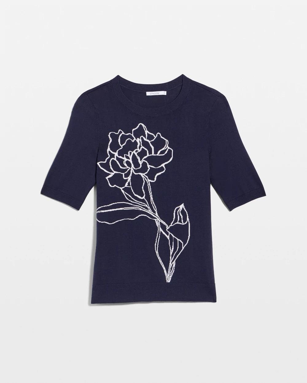 Passport Blue Ella Short-Sleeve Floral Sweater