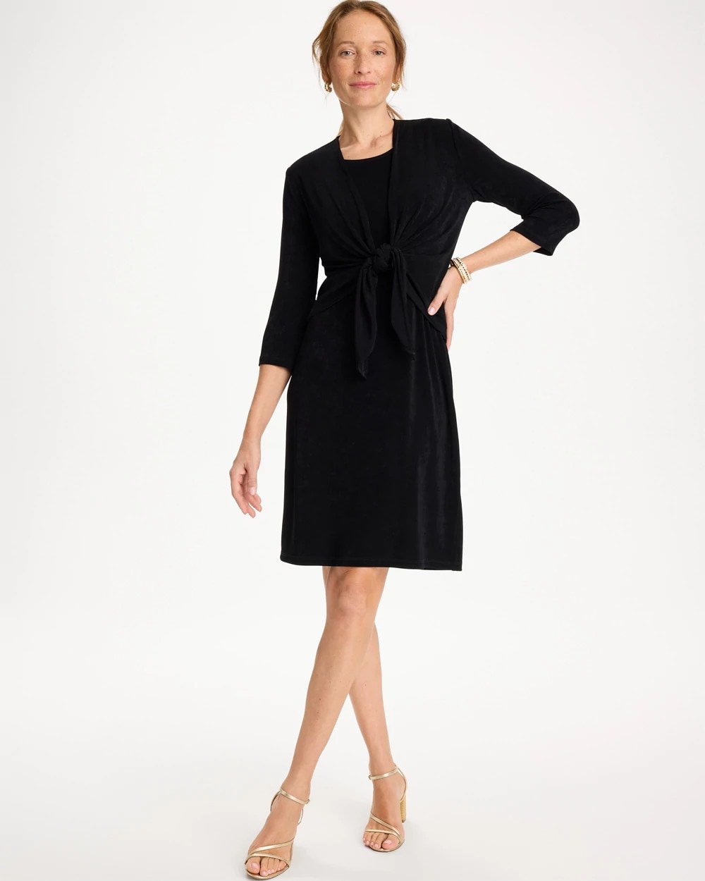 Travelers Black Travelers™ Drape Tie-Front Cardigan