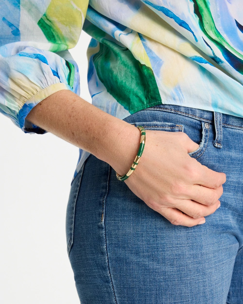 Green Green Enamel Hinge Bangle