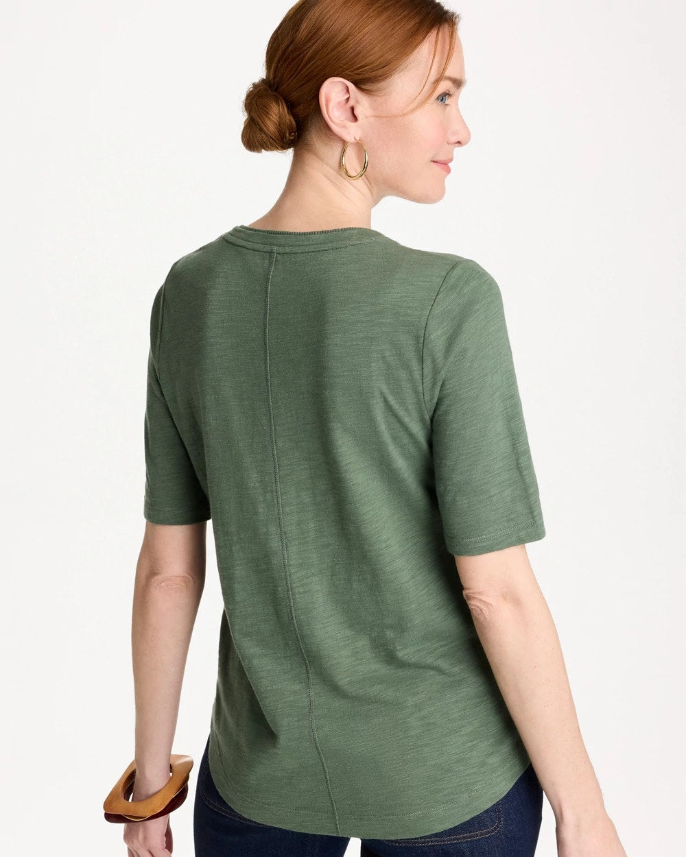 Kelp Forest Cotton Slub V-Neck Tee