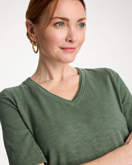 Kelp Forest Cotton Slub V-Neck Tee