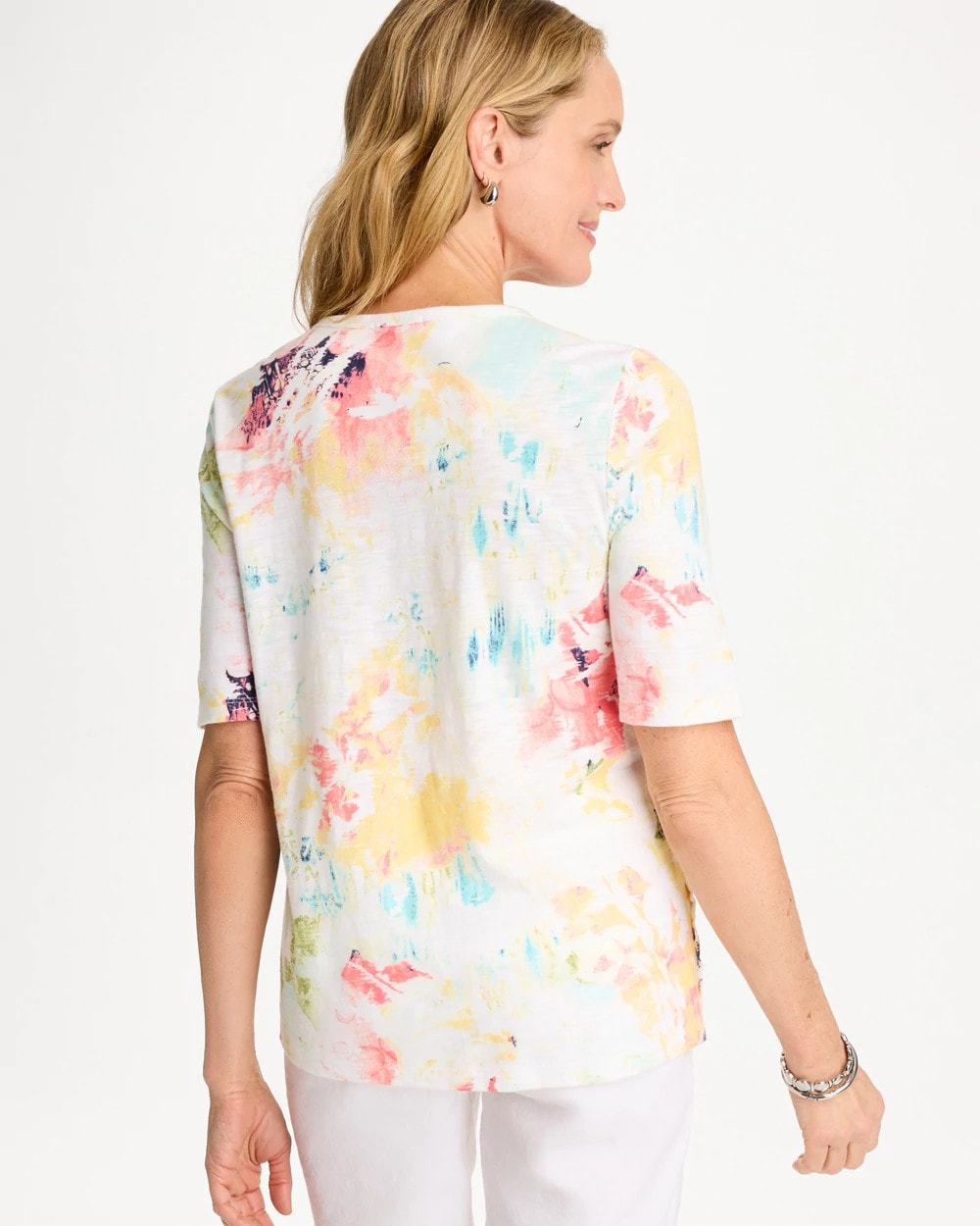 Bondi Blue Cotton Slub Printed Henley Tee