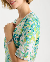 Bondi Blue Pima Printed Elbow Sleeve Tee