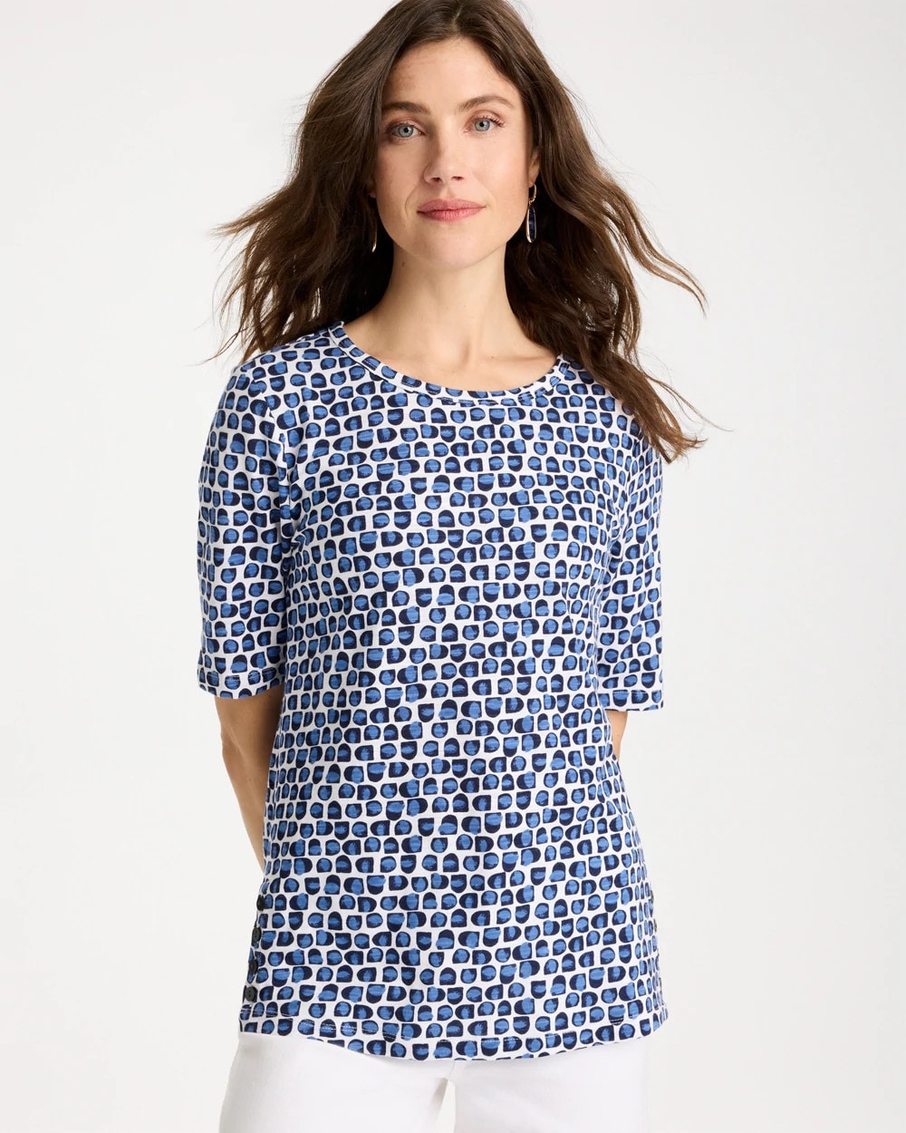 Passport Blue Cotton Slub Printed Tee