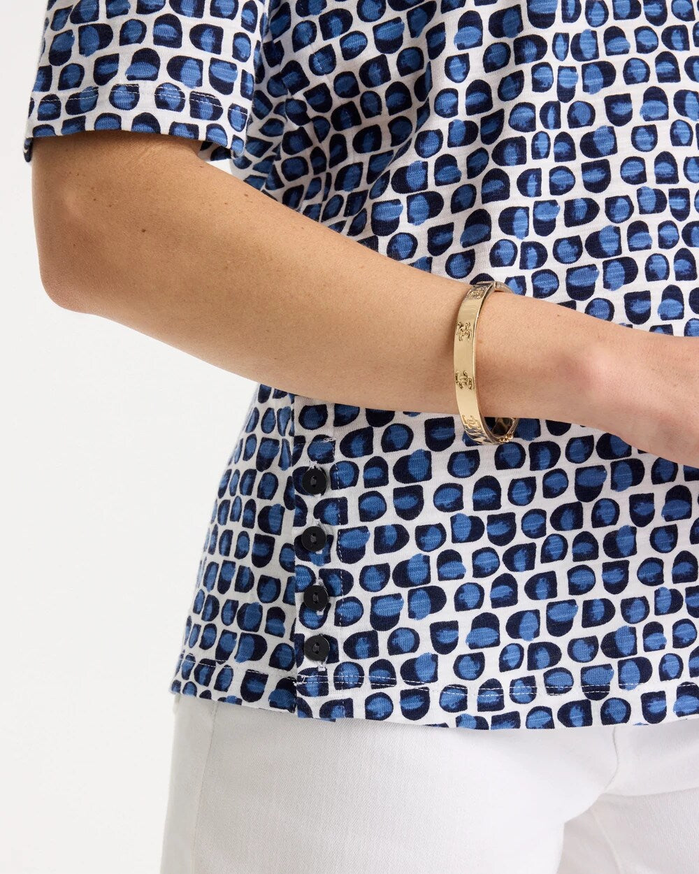 Passport Blue Cotton Slub Printed Tee