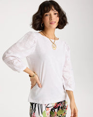 Alabaster Cotton Eyelet Sleeve Tee