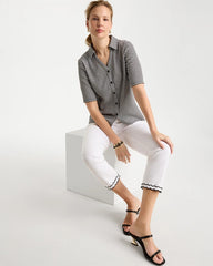 Black Gingham Textured Camp Tee