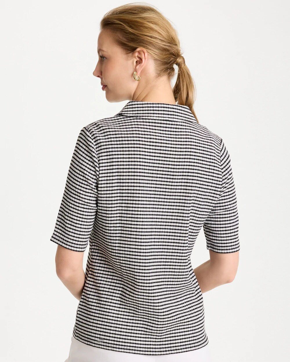 Black Gingham Textured Camp Tee
