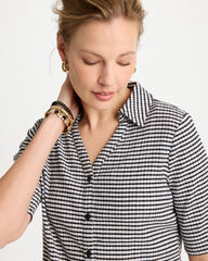 Black Gingham Textured Camp Tee