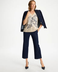 Topaz Smoke Knit Sequin Elbow Tee