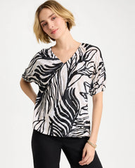 Smokey Taupe Linen Ruched Palm Tee